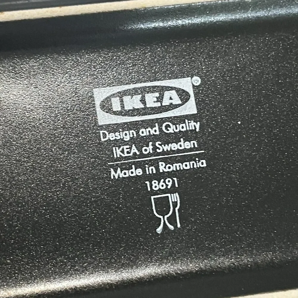 IKEA Dinera 18691 Rectangular Dinner Plate Set of 6 Gray Black 11.5” x 8”